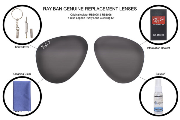  Ray Ban Original Aviator RB3025 Sunglasses Genuine Replacement Lenses w/Kit 