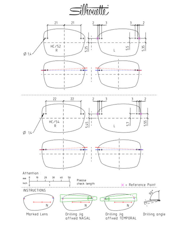  Silhouette Blend Chassis 5555 Eyeglasses Rimless Optical Frame 