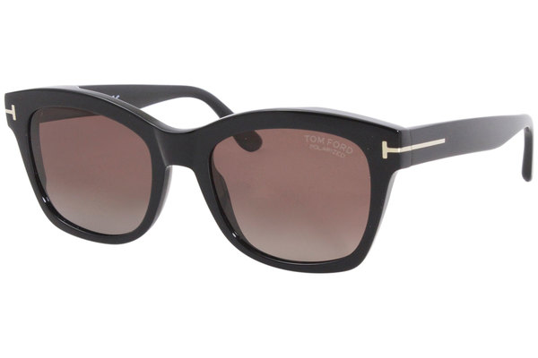 Tom Ford Lauren-02 TF614 01H Sunglasses Black-Palladium/Polarized Burgundy  Grad 