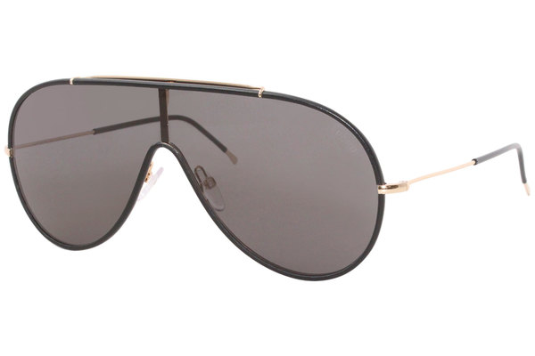 Tom Ford Mack TF671 01A Sunglasses Men's Black-Gold/Grey Lenses Shield 99mm  