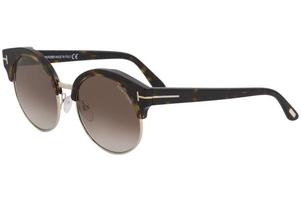 Tom Ford Women's Alissa TF608 TF/608 01B Shiny Black Round Sunglasses 54mm  