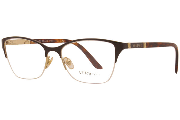  Versace 1218 Eyeglasses Women's Semi Rim Cat Eye Optical Frame 