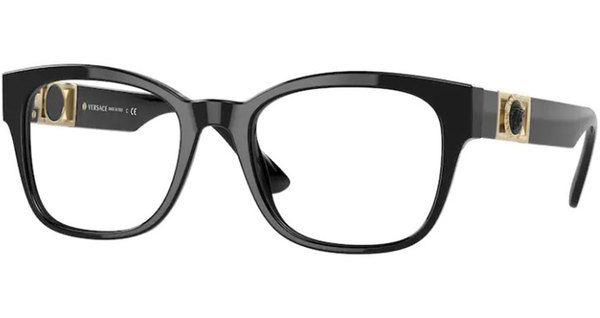 Versace VE3314 GB1 Eyeglasses Men's Black Full Rim Square Shape 52-20 ...