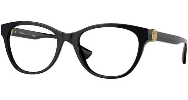 Versace VE3330 GB1 Eyeglasses Women's Black Full Rim Cat Eye 53-19-145 ...