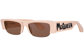 ALEXANDER MCQUEEN EDGE AM0194S 003 SILVER GRADUATE GREEN CAT EYE SUNGLASSES.58mm