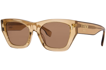 Women's Fendi Plastic Cat Eye Sunglasses - Beige / Black / Clear - GBNY