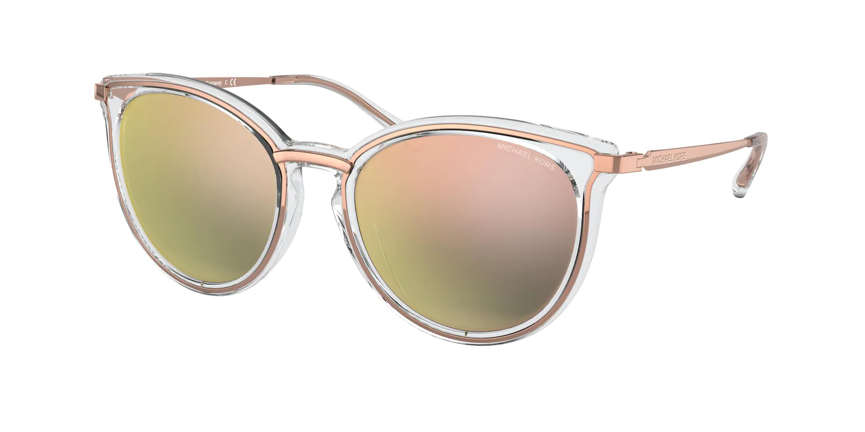 Michael Kors Sunglasses Brisbane MK1077 11084Z Rose Gold-Clear/Rose Gold  Mirror 