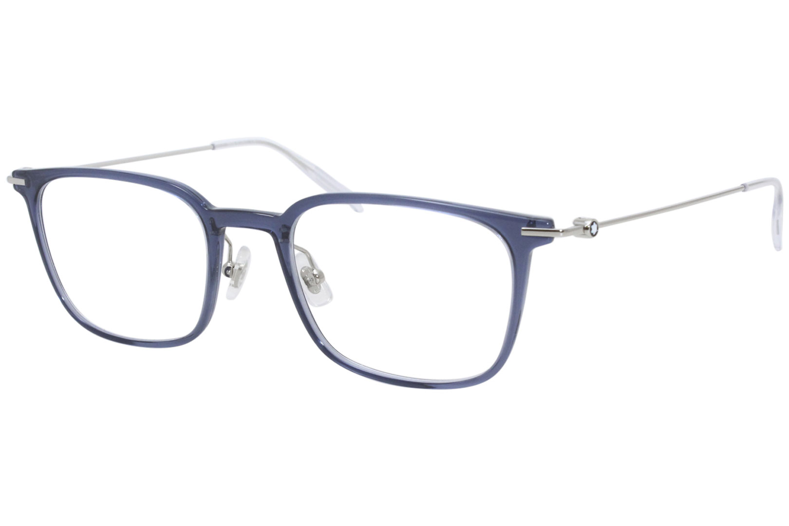 Mont Blanc Established MB0100O 004 Eyeglasses Men's Silver/Blue Optical ...