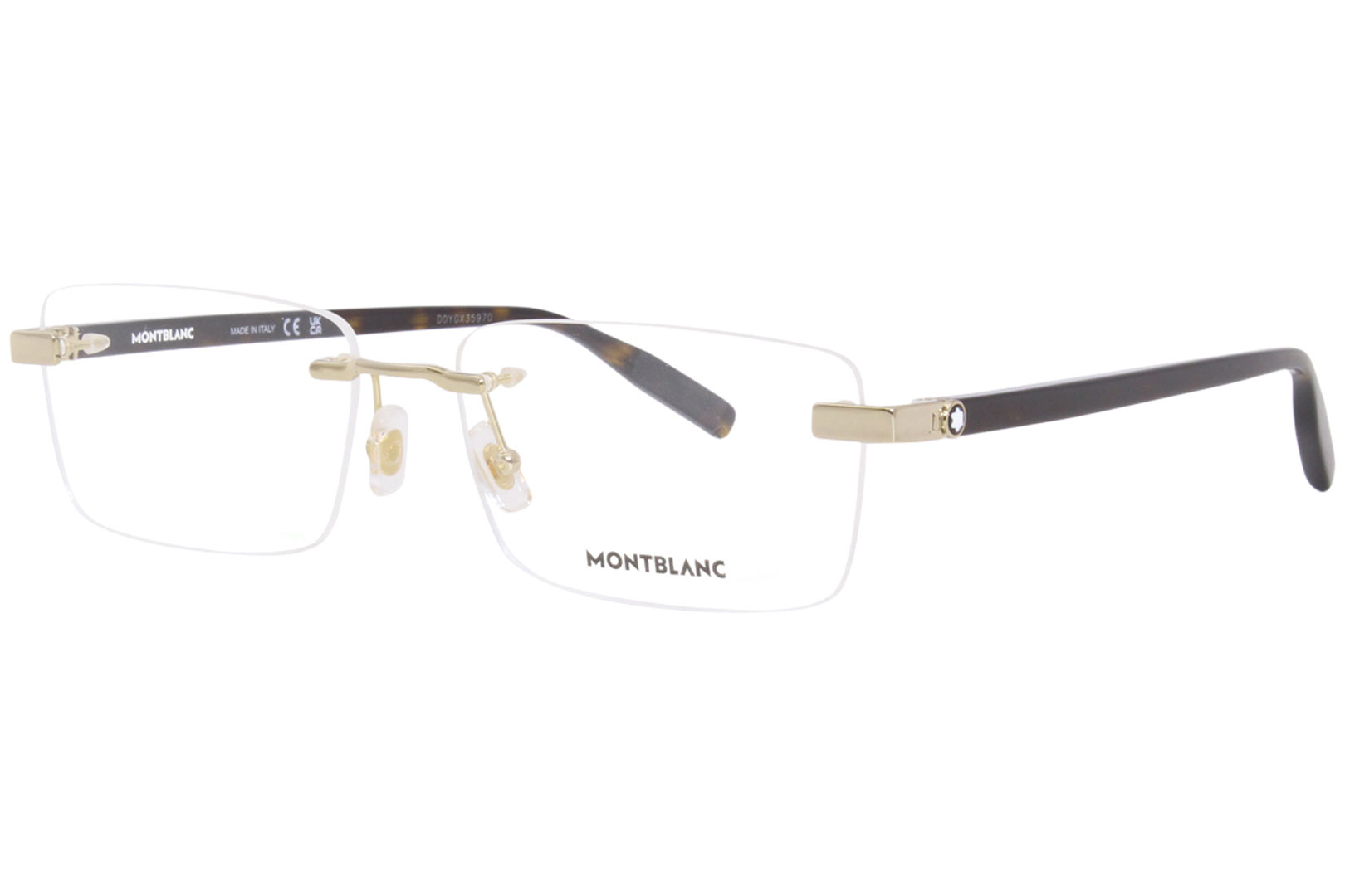 Mont Blanc Mb0055o Eyeglasses Mens Rimless Rectangular Optical Frame 