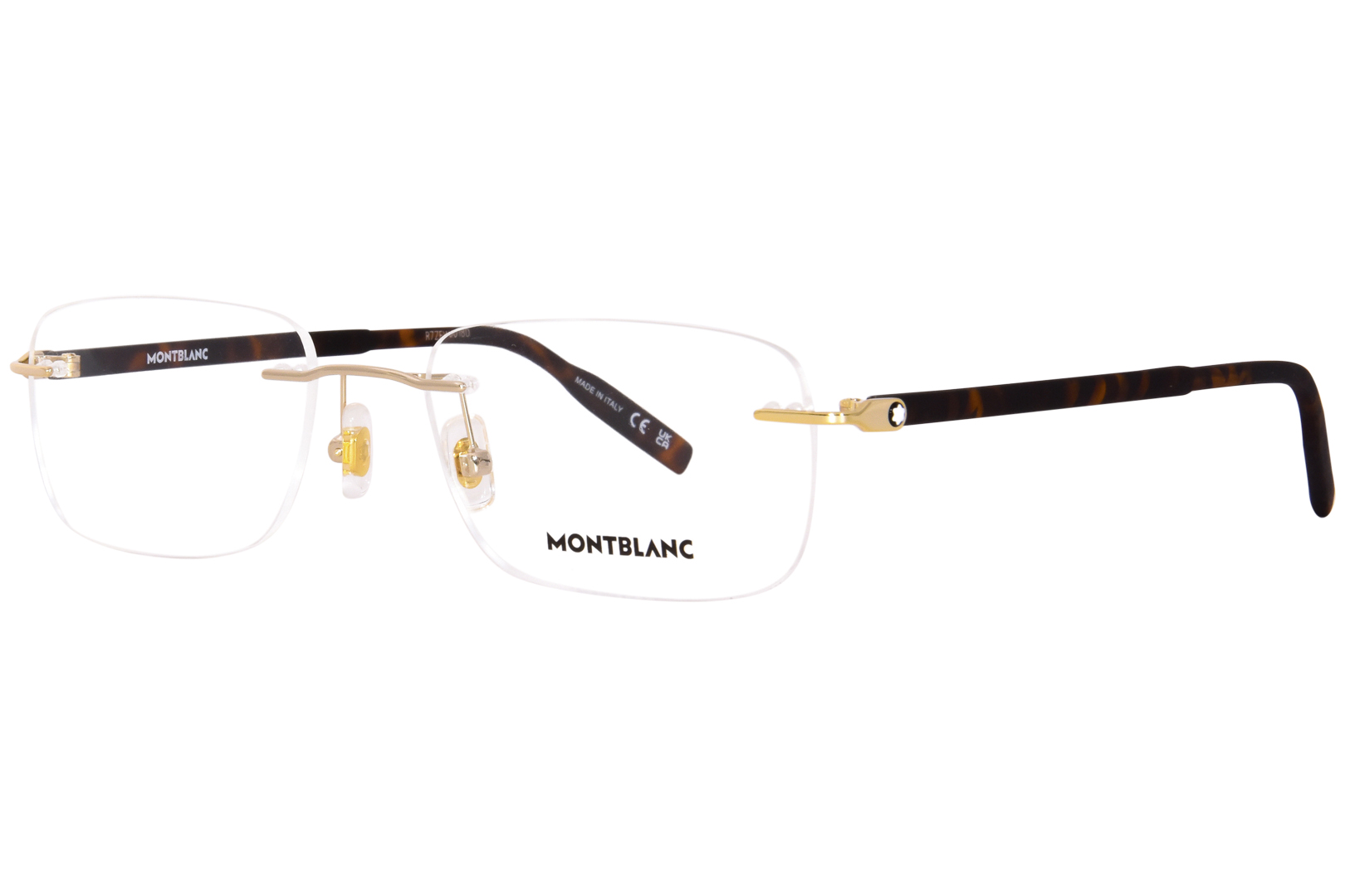 Mont Blanc Mb0221o 011 Eyeglasses Mens Goldhavana Rimless 55 20 145 1569