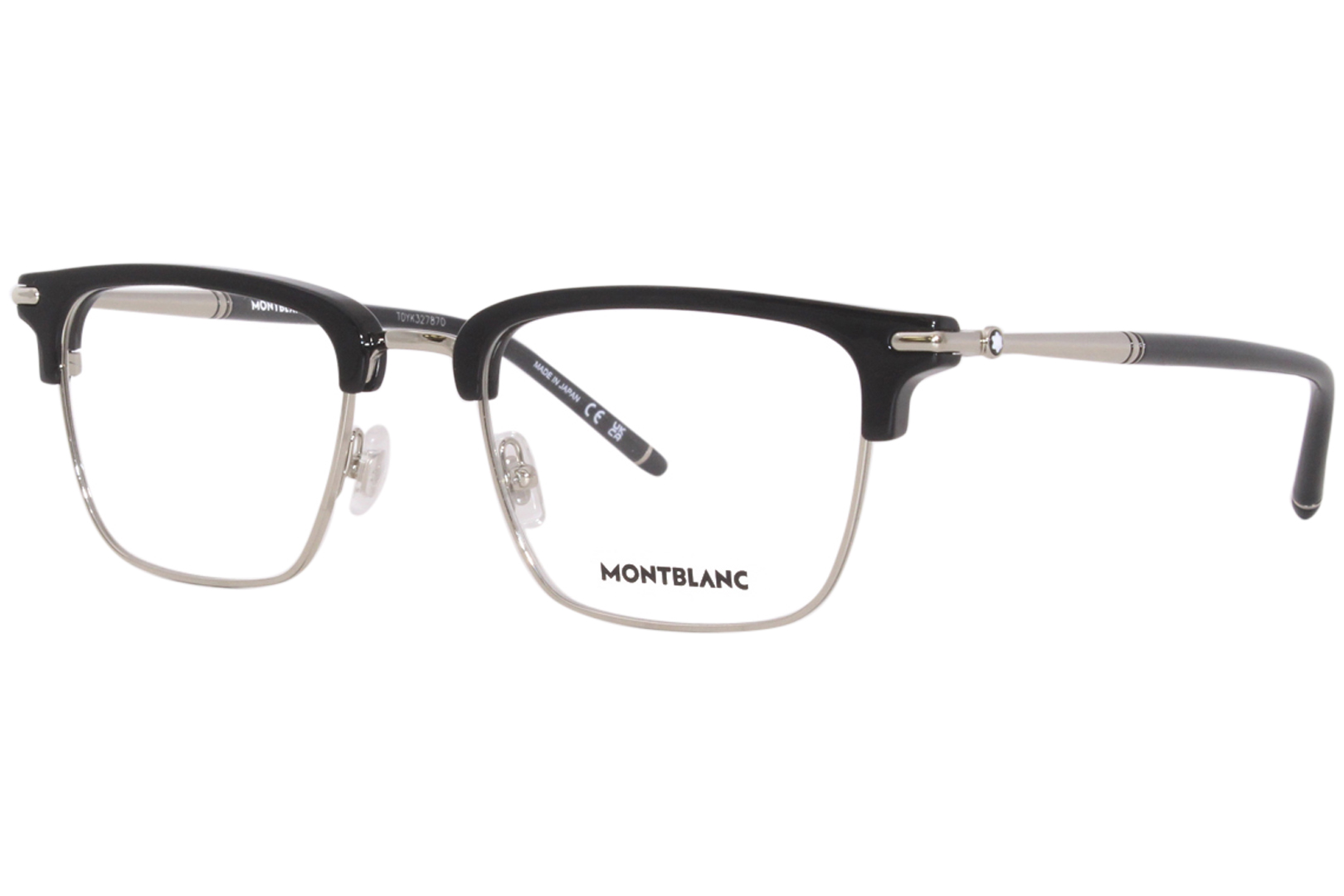 Mont Blanc MB0243O 004 Eyeglasses Men's Black Semi Rim Square Shape 54 ...