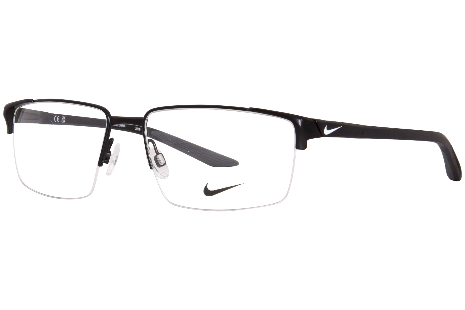 Nike 8054 001 Eyeglasses Men's Satin Black/Matte Black Semi Rim 55mm ...