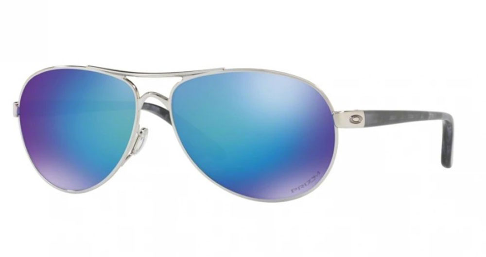 Feedback Prizm Sapphire Polarized Lenses, Polished Chrome Frame Sunglasses