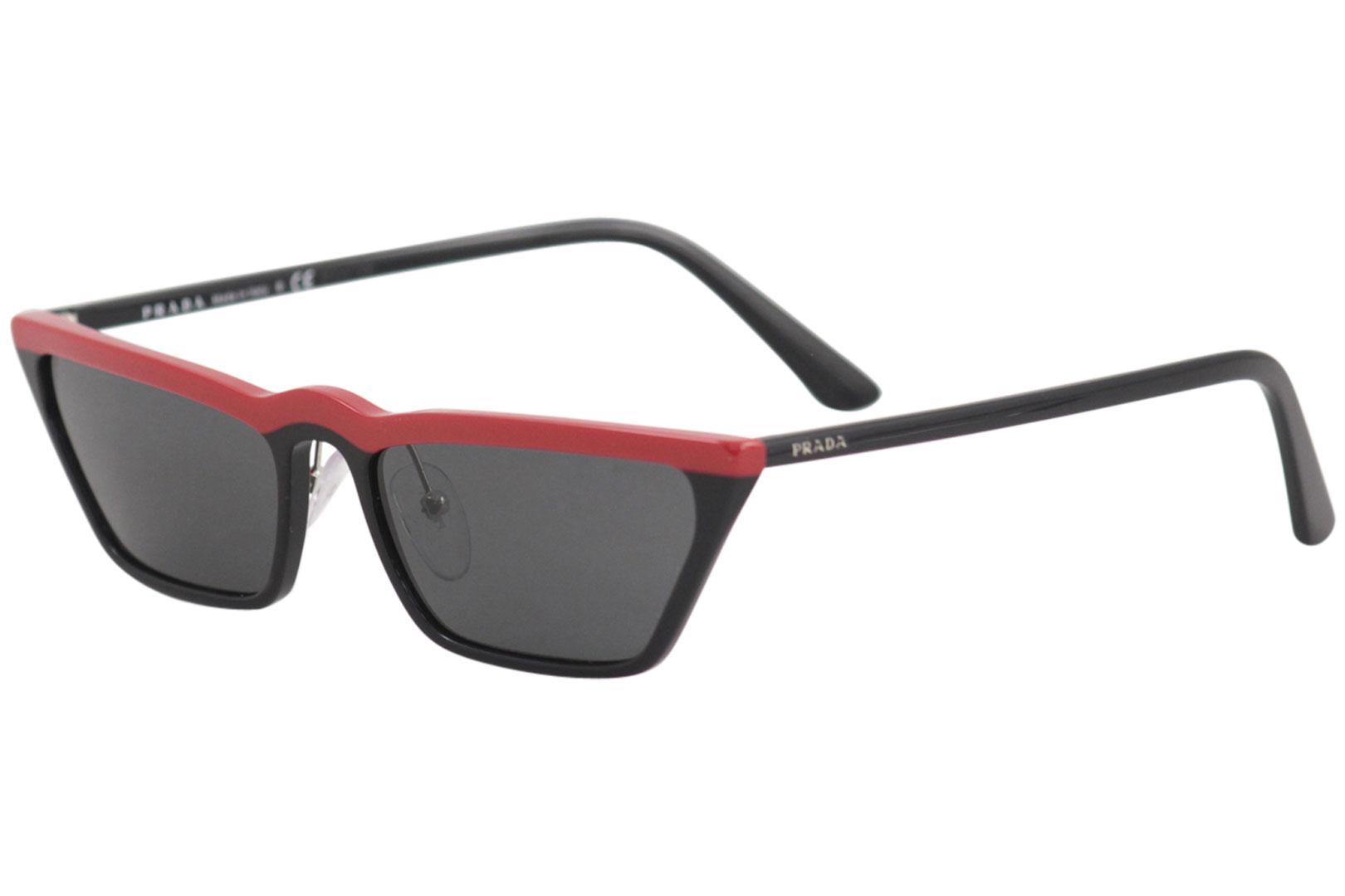 Prada Women's SPR19U SPR/19/U YVH-5S0 Red/Black Fashion Cat Eye Sunglasses  58mm 