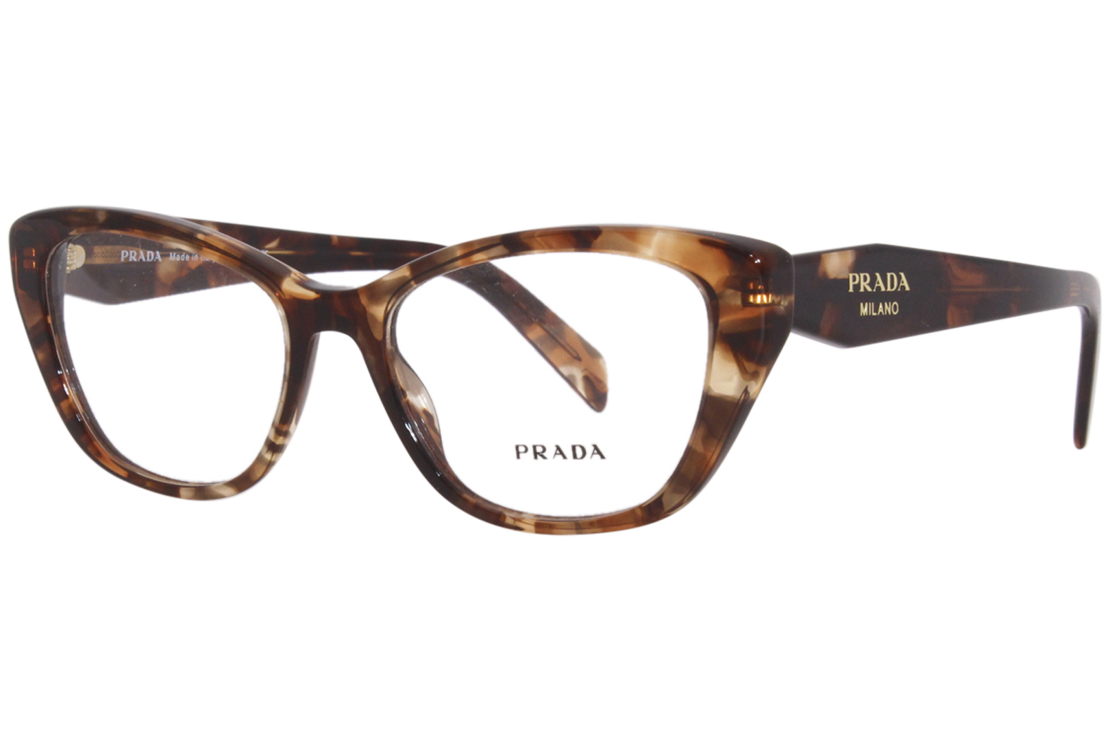 Prada PR-19WV 07R1O1 Eyeglasses Women's Caramel Tortoise Full Rim Cat Eye  53mm 