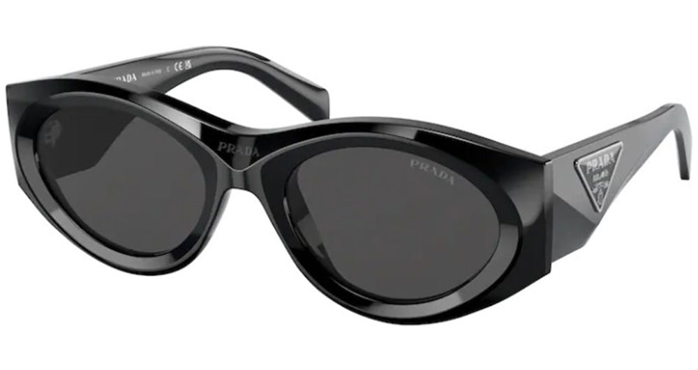 Prada PR-20ZS 1AB5S0 Sunglasses Women's Black/Dark Grey Oval Shape