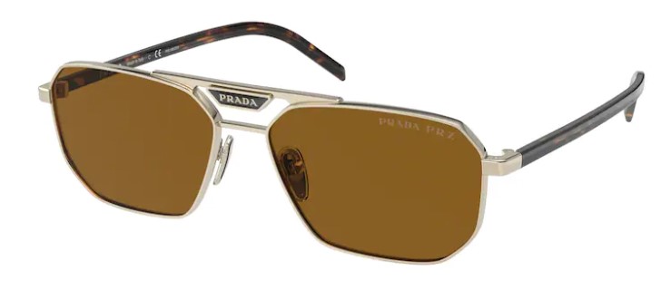 Prada PR-58YS ZVN5Y1 Sunglasses Men's Pale Gold/Dark Brown Polarized 57 ...