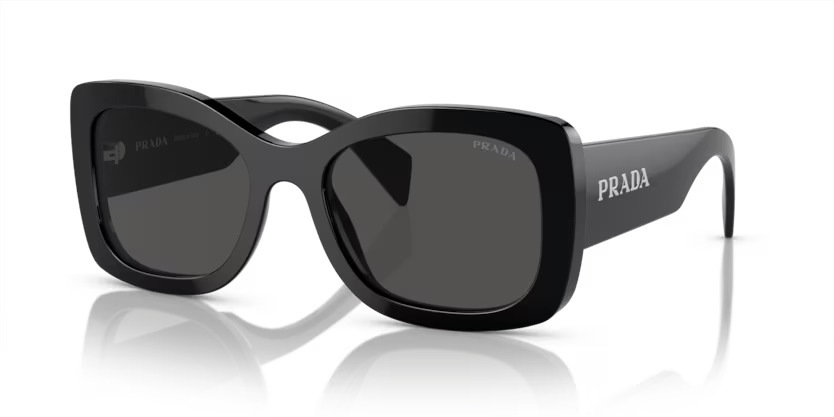 Prada PR A08S 1AB5S0 Sunglasses Women's Black/Dark Grey Oval Shape