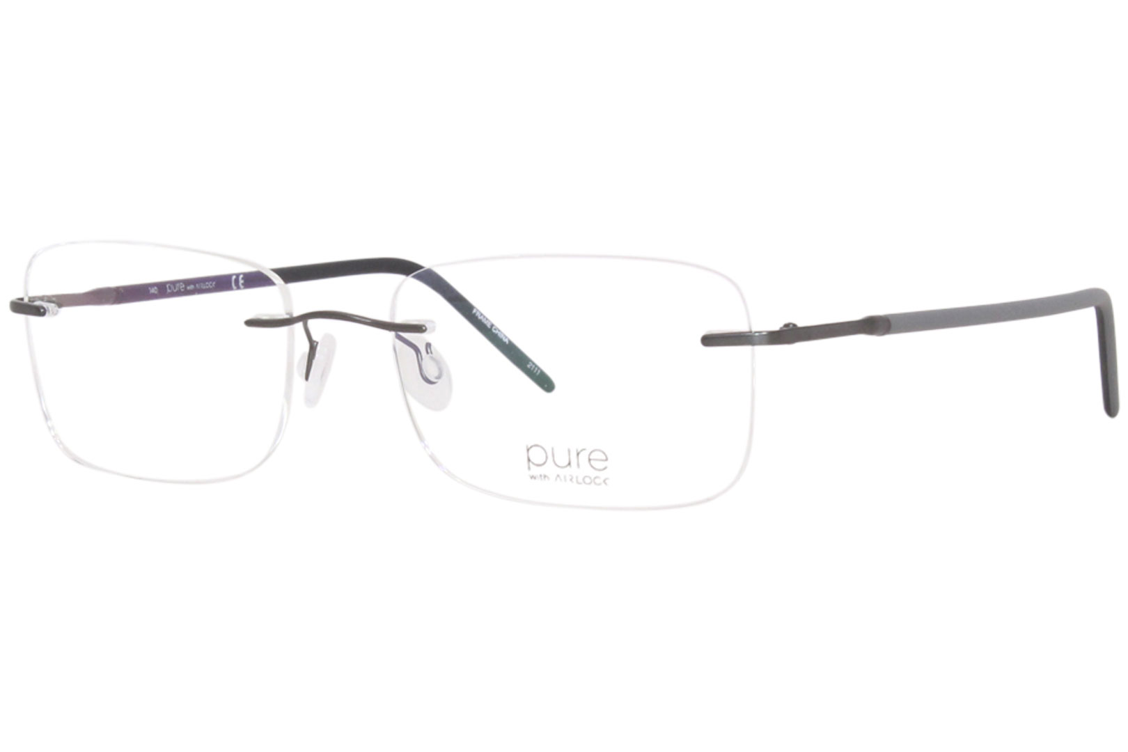 Pure Airlock Endless 203 033 Titanium Eyeglasses Gunmetal Rimless 53 18 140