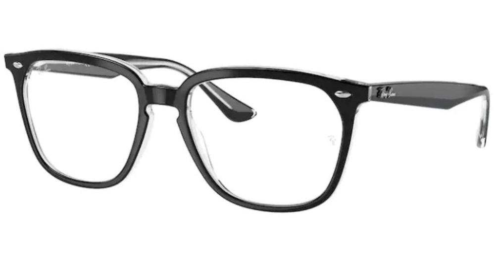 Ray Ban RX4362V 2034 Eyeglasses Black on Transparent Full Rim Square ...