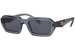 Prada PR A12S Sunglasses Women's Rectangle Shape - Transparent Blue/Dark Grey-19O70B