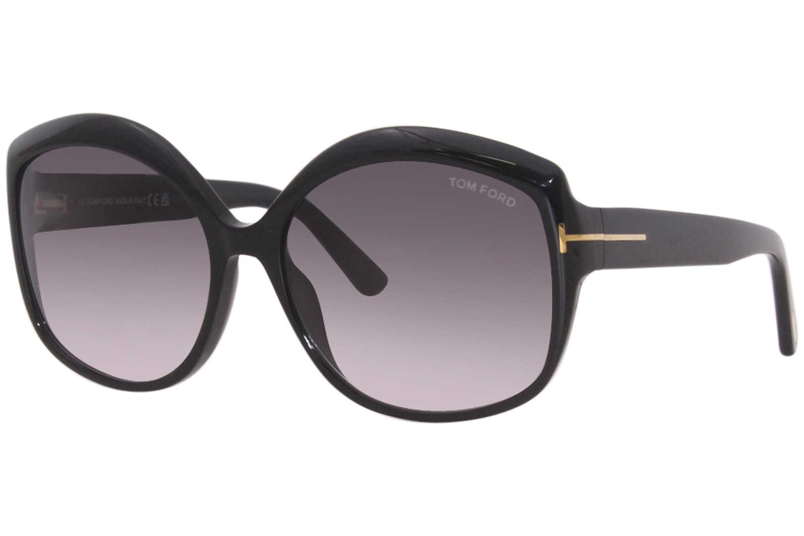 Tom Ford Chiara-02 TF919 01B Sunglasses Women's Black/Gradient Grey Pilot  60mm 