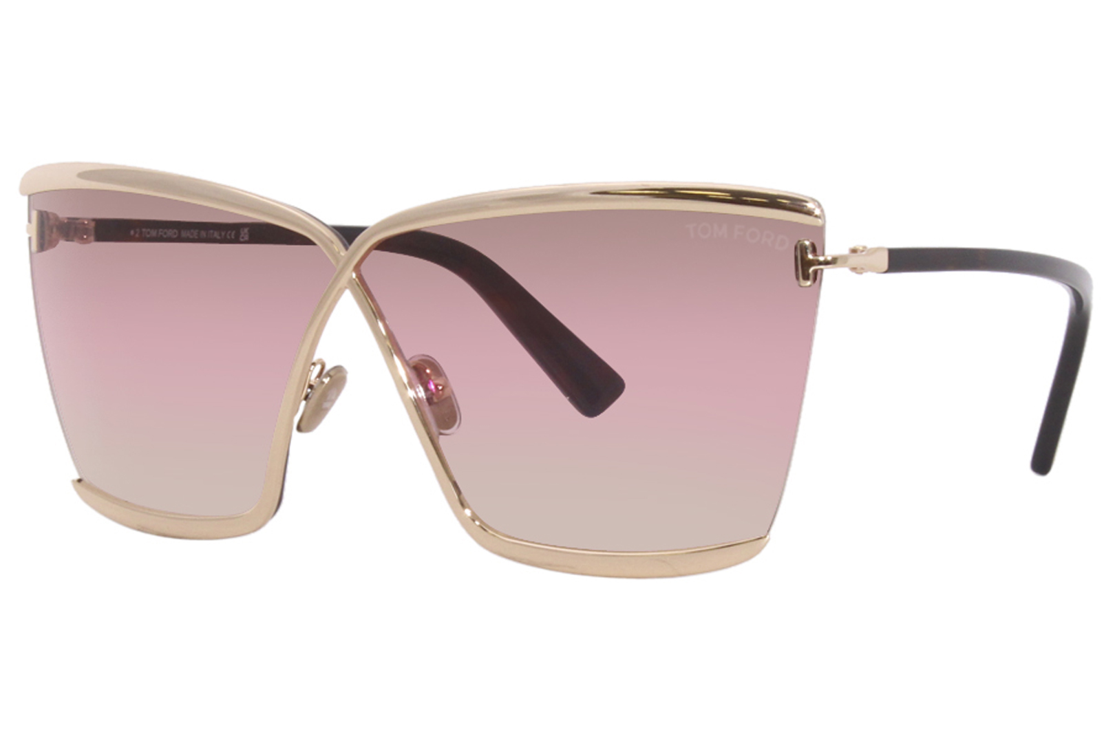 Tom Ford Elle-02 TF936 28F Sunglasses Women's Shiny Rose Gold/Pink Smoke  Grad. 