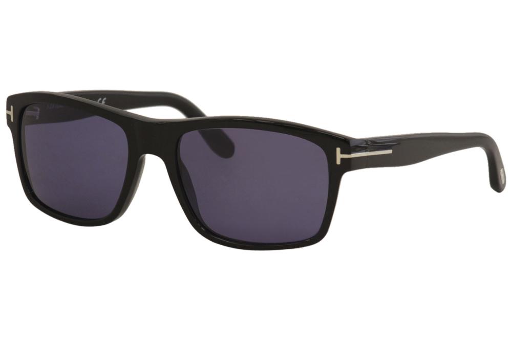 Tom Ford Men's August TF678 TF/678 01V Shiny Black Rectangle Sunglasses  58mm 