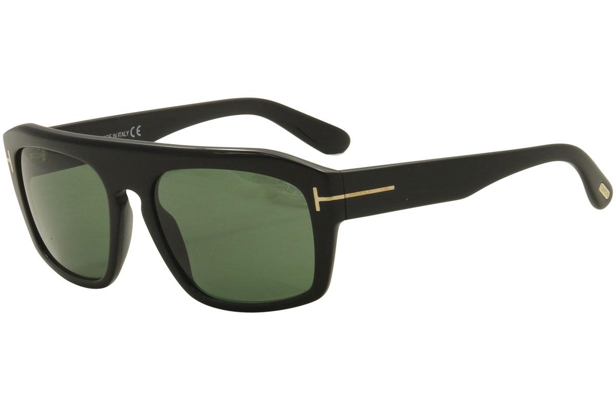 Tom Ford Men's Conrad TF470 TF/470 01N Shiny Black Square Sunglasses 58mm |  