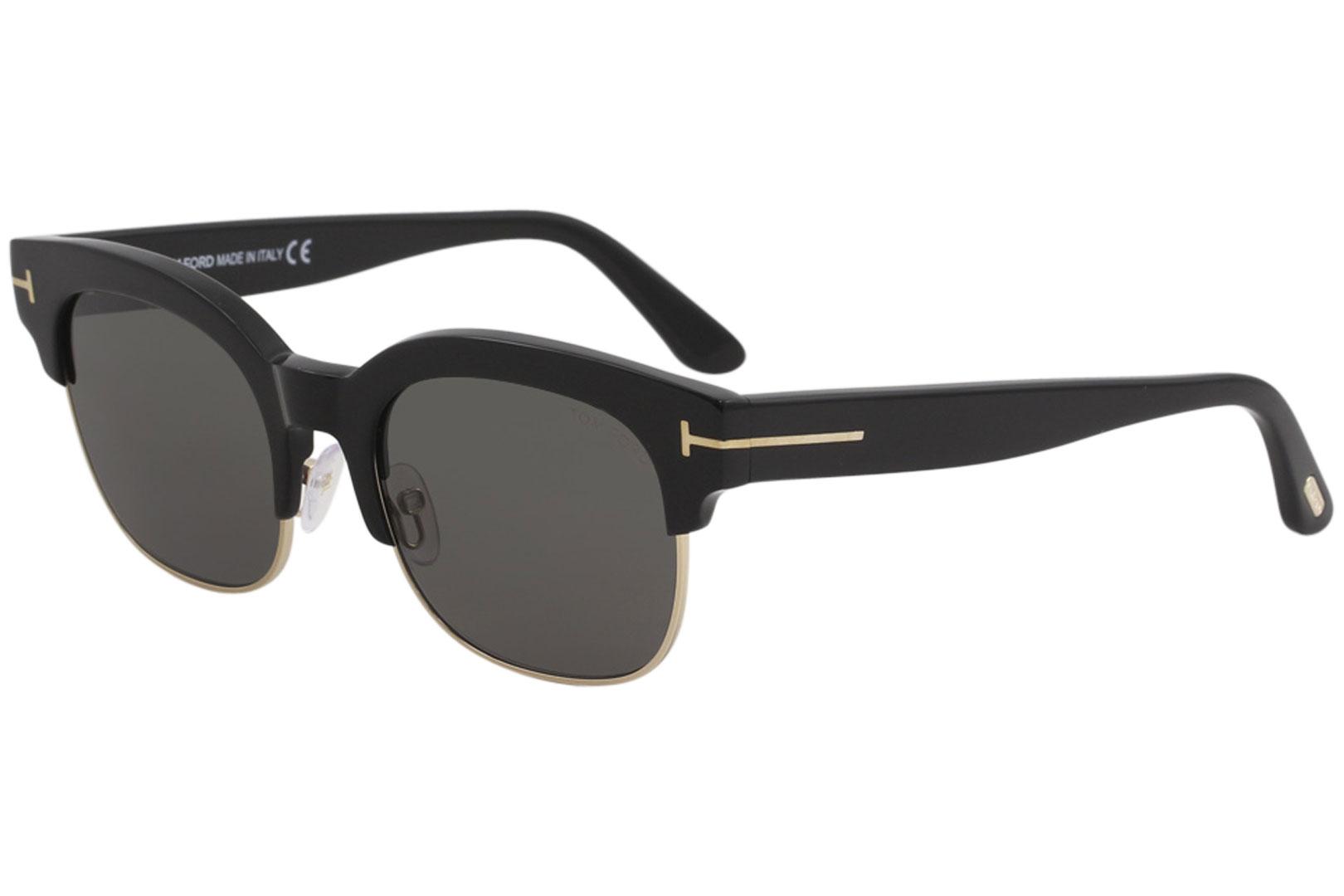 Tom Ford Men's Harry-02 TF597 TF/597 01D Shiny Black Square Sunglasses 53mm  