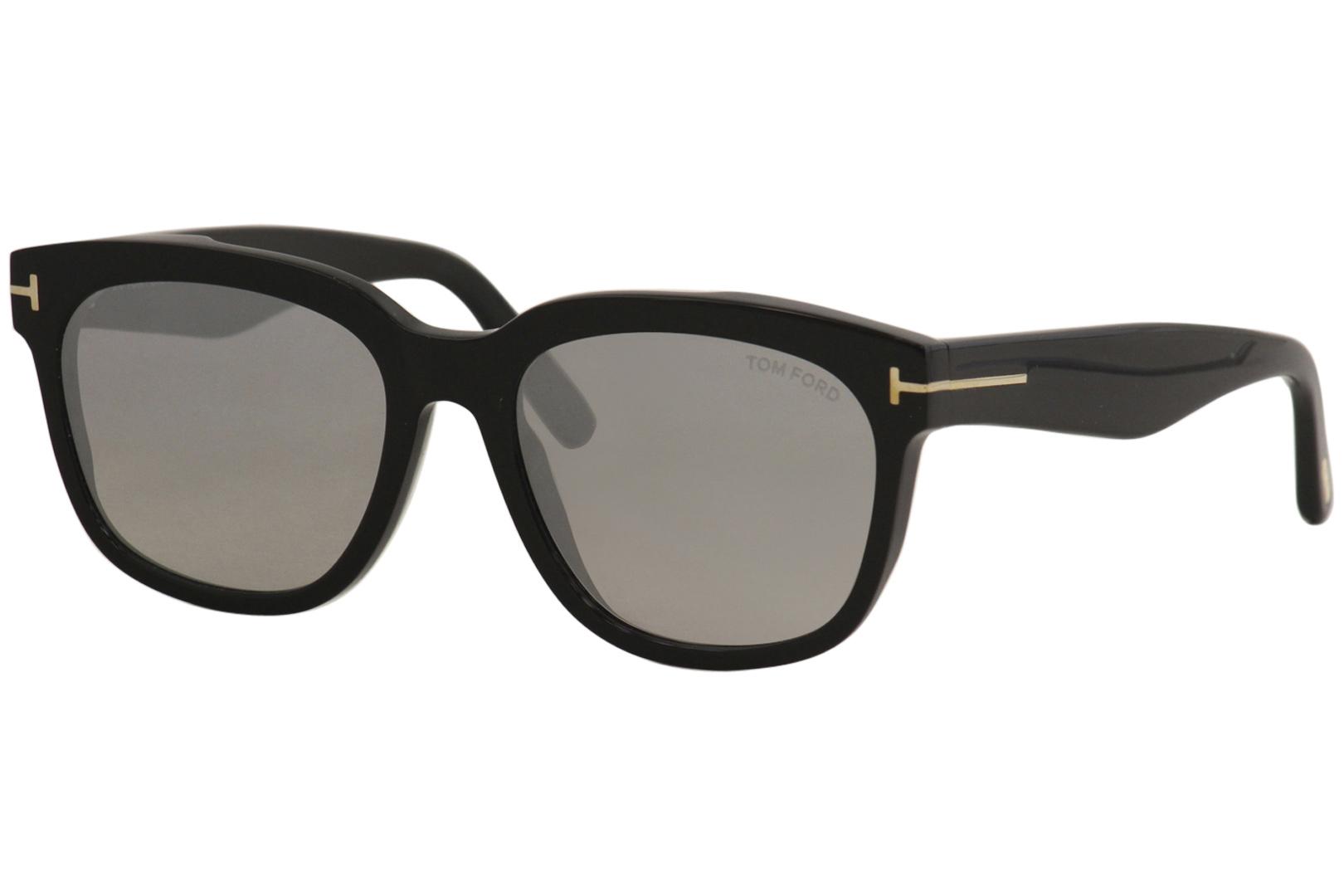 Tom Ford Men's Rhett TF714 TF/714 01C Shiny Black Square Sunglasses 55mm |  