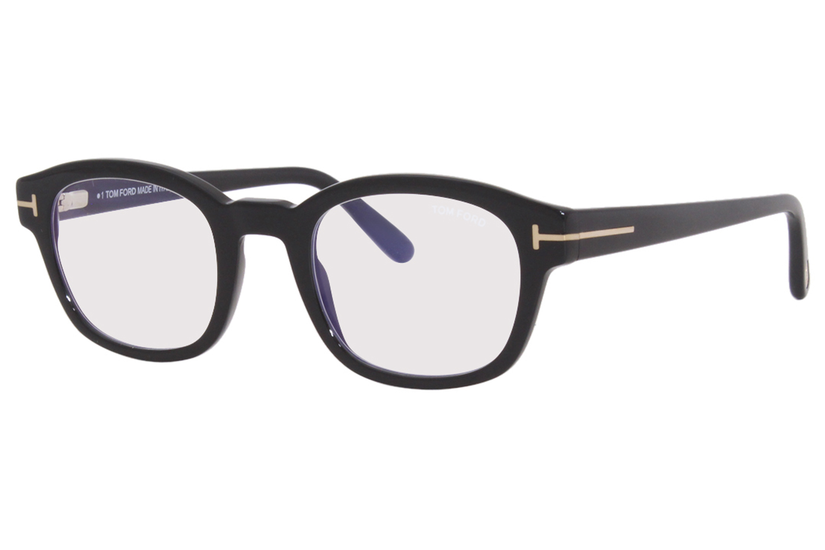 Tom Ford TF5808-B 001 Eyeglasses Men's Shiny Black/Blue Block Full Rim 49mm  