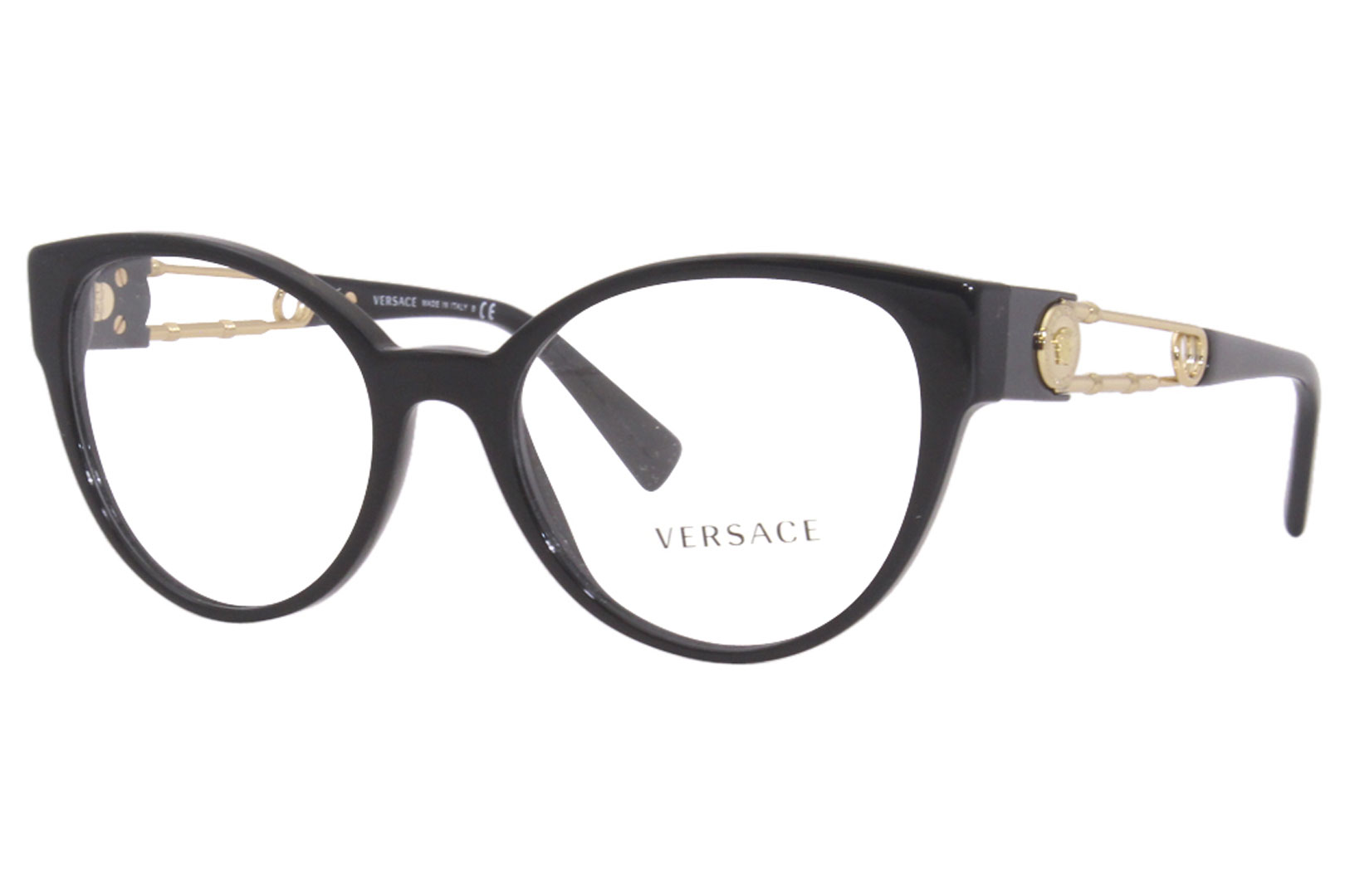 Versace Eyeglasses Frame Women's 3307 GB1 Black/Gold Medusa Logo 54-19 ...