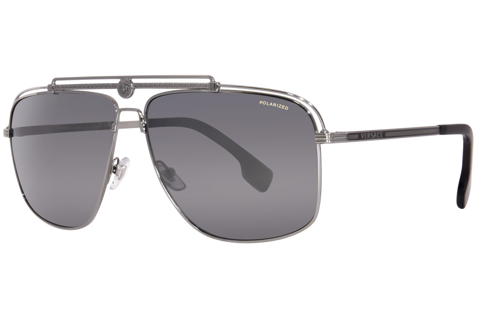 Versace Man Sunglasses Gunmetal Frame, Polarized Dark Grey Lenses, 61MM