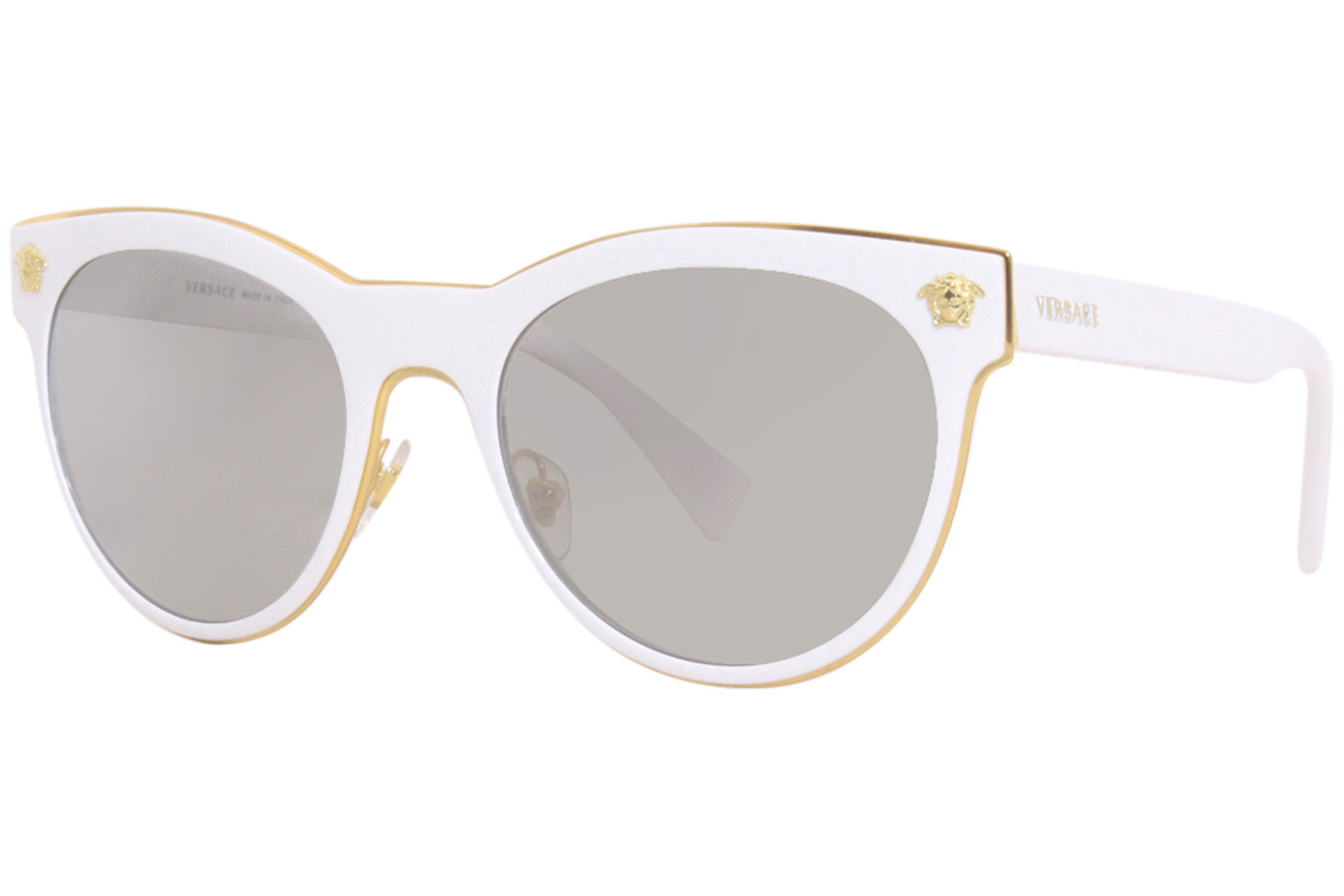 Versace Sunglasses Women's VE2198 10026G White/Light Grey-Silver Mirror ...