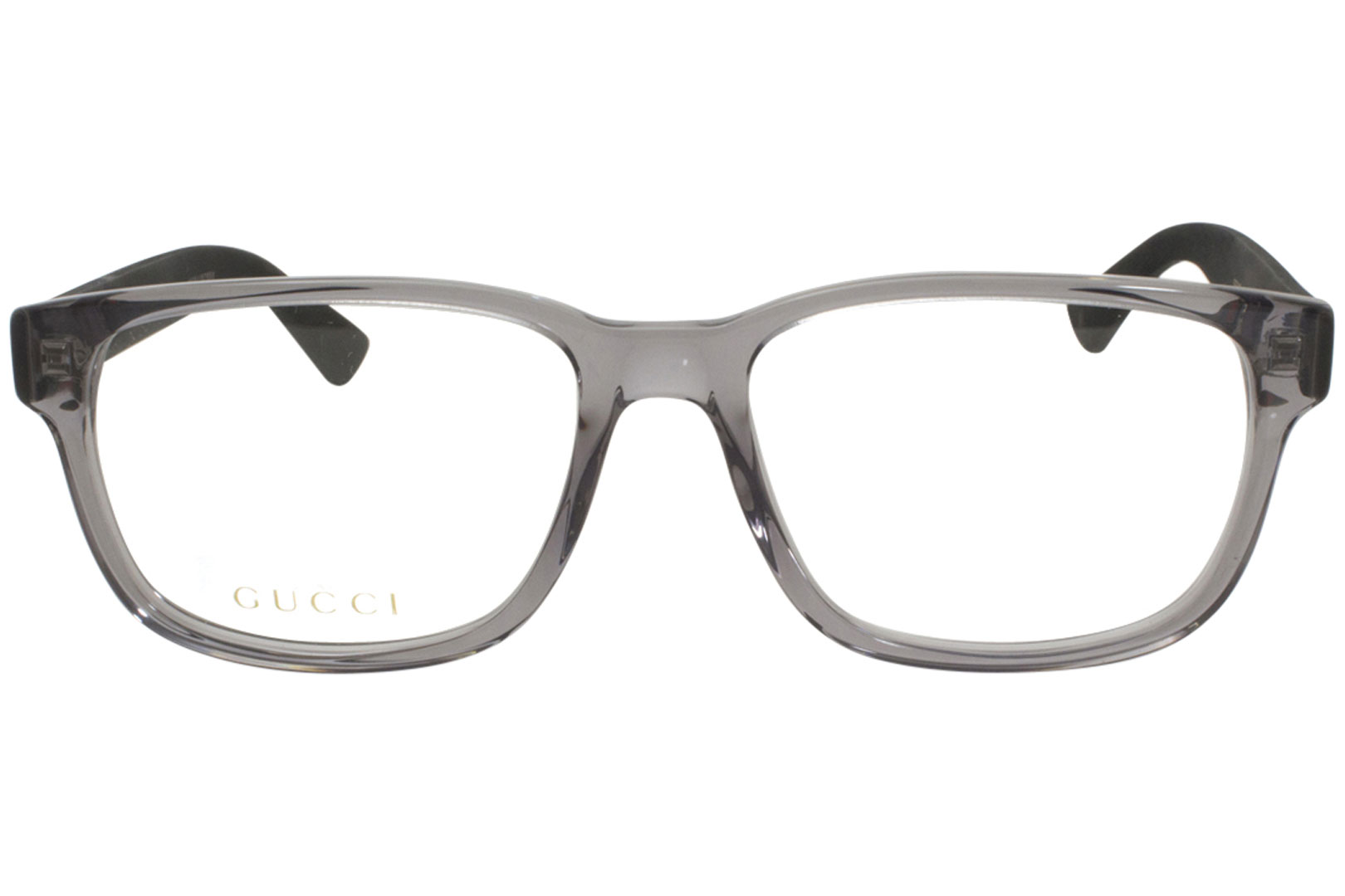 Gucci GG0011O 007 Eyeglasses Mens Grey CrystalBlack FullRim Optical 