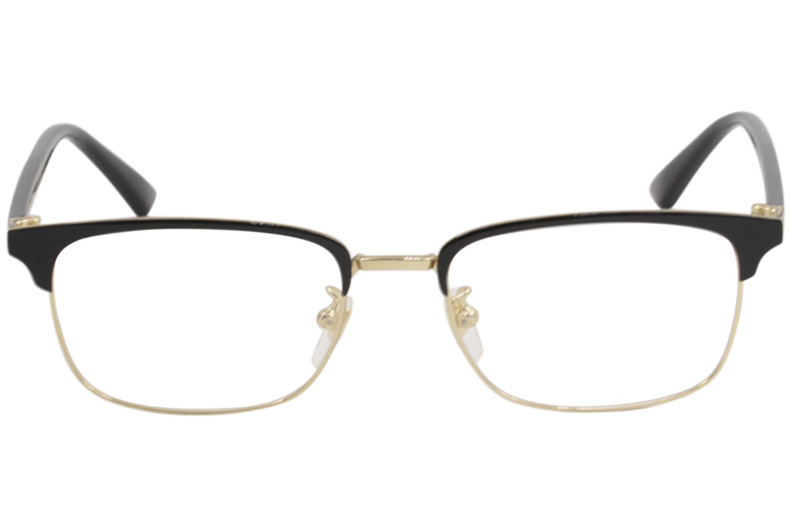 Gucci Men S Eyeglasses Gg0131o Gg 0131 O 001 Black Gold Optical Frame 53mm