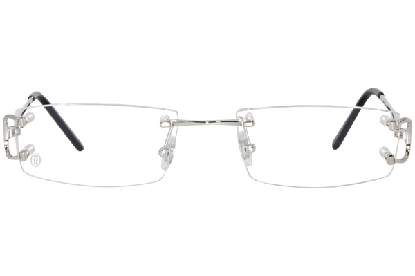 Cartier Core Range CT0092O 002 Eyeglasses Shiny Silver Rimless 53