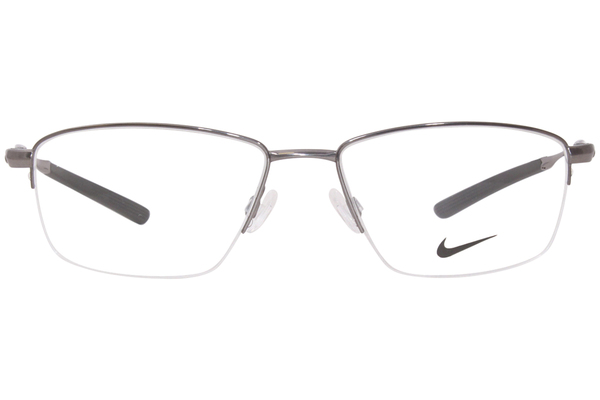 Nike 6045 070 Titanium Eyeglasses Men's Gunmetal Semi Rim Rectangle ...