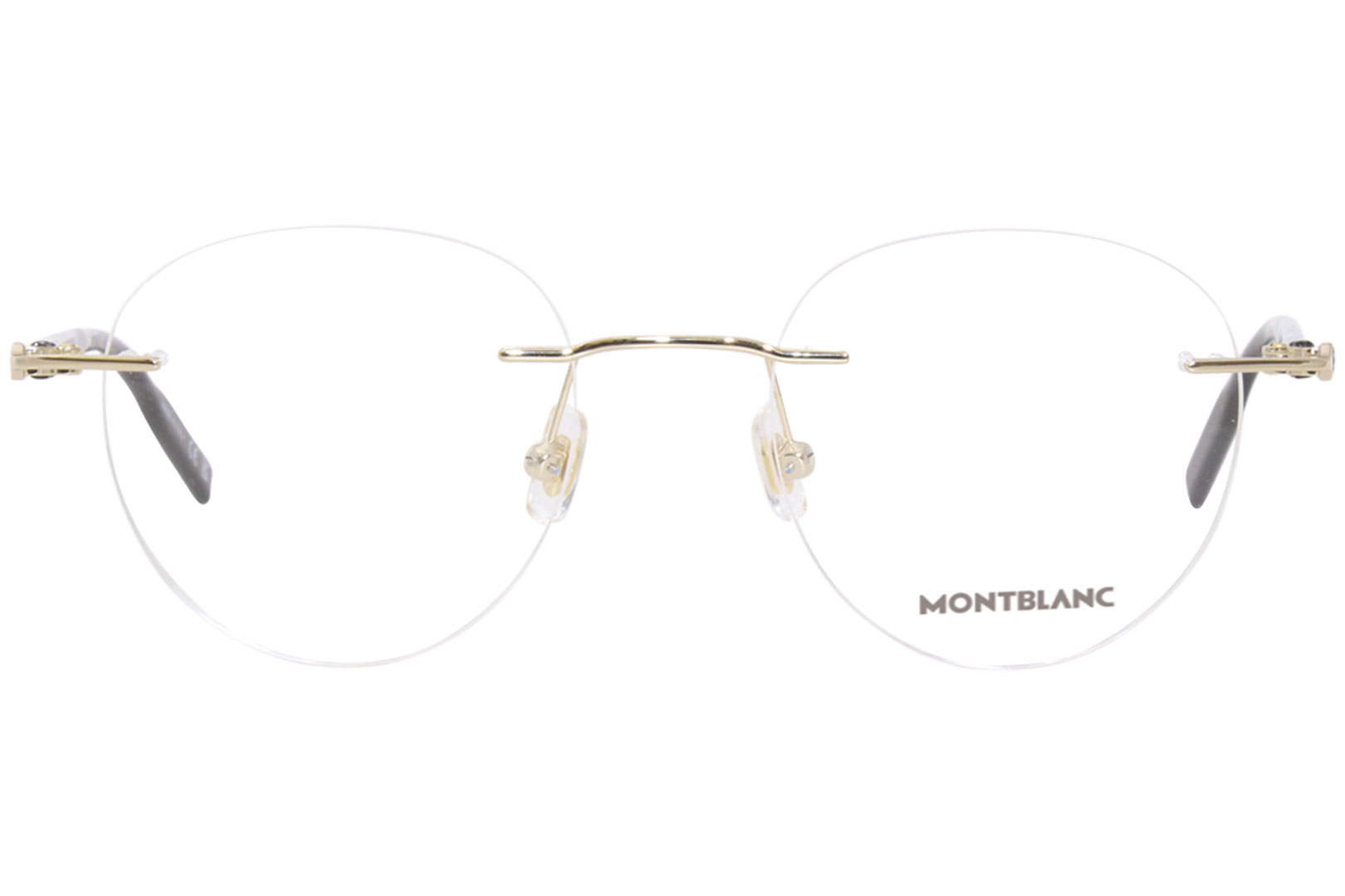 Mont Blanc Mb0224o 001 Eyeglasses Mens Goldblack Rimless Round Shape 49 20 14