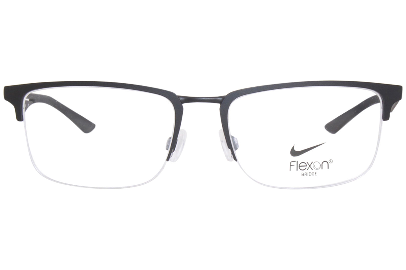 Nike 4313 001 Eyeglasses Men S Satin Black Semi Rim Rectangle Shape 52 17 145