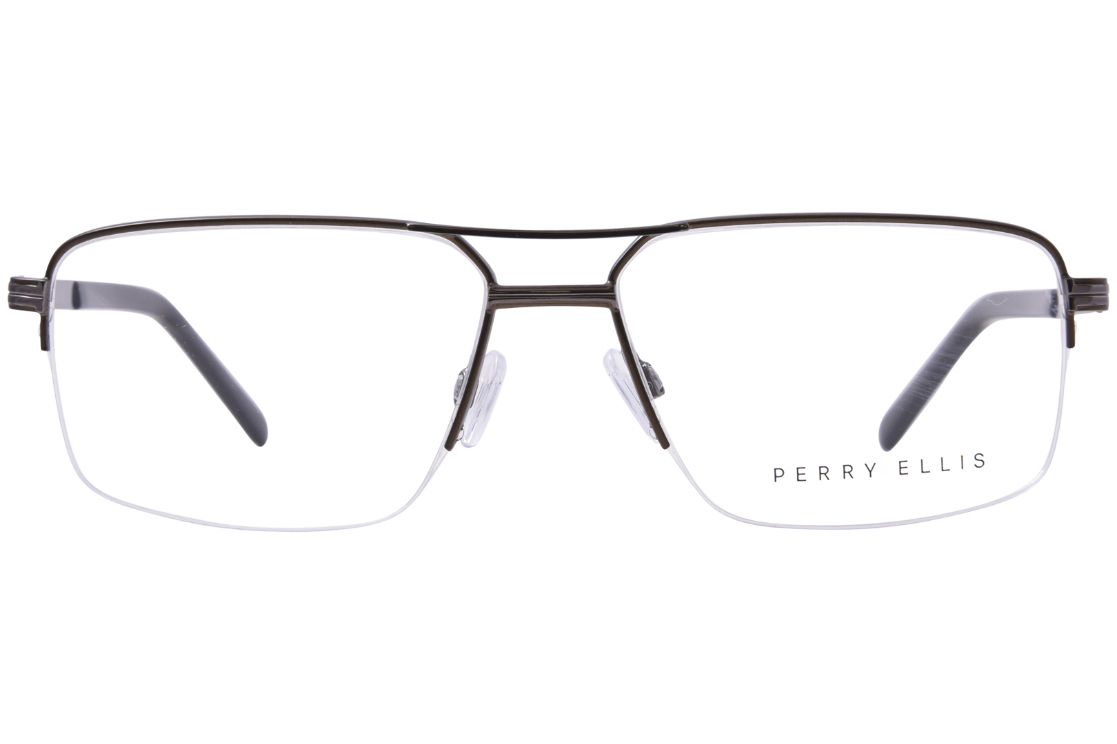 Perry Ellis PE476-3 Eyeglasses Men's Brown Semi Rim Rectangle Shape 57 ...