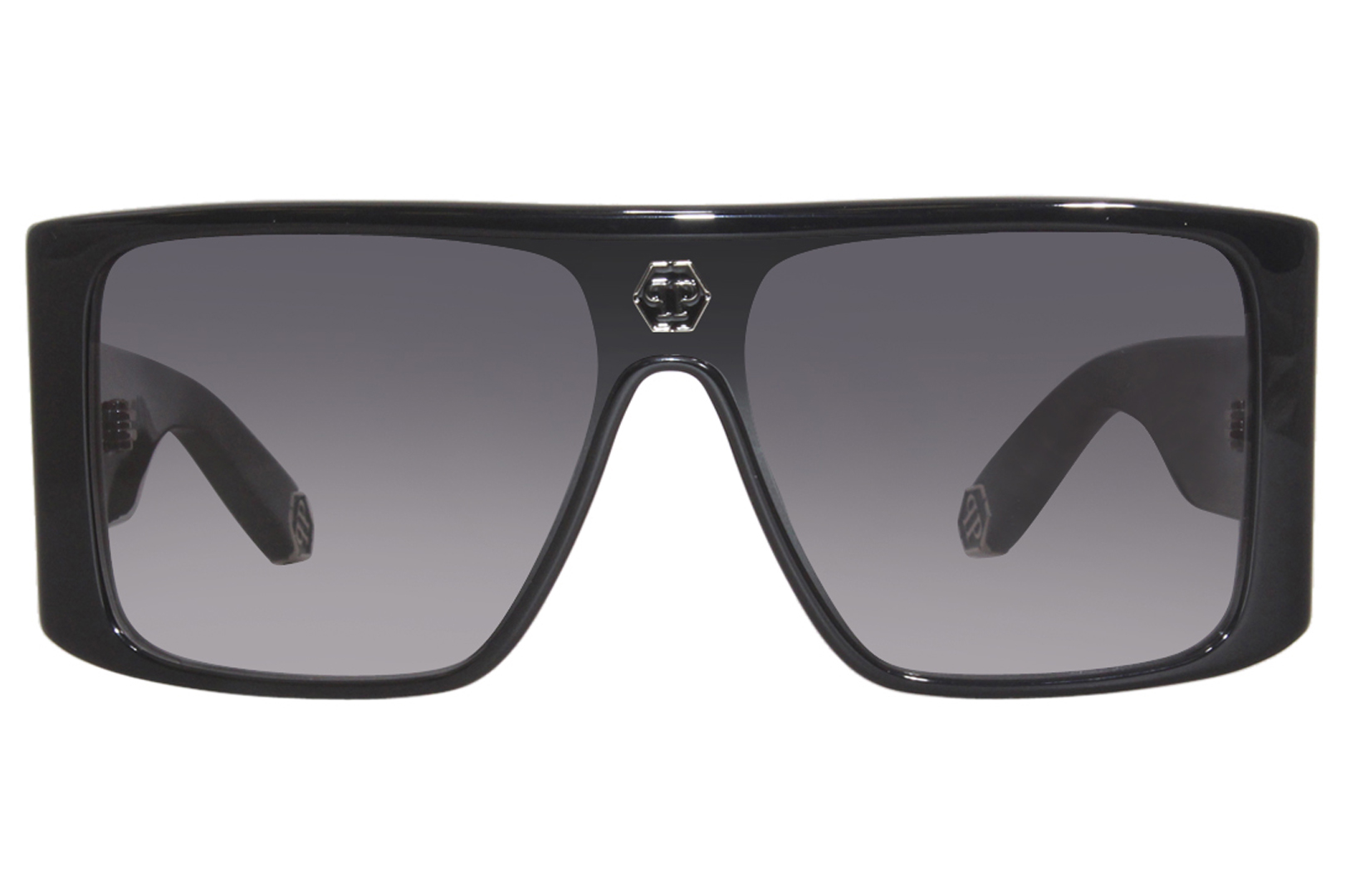 Philipp Plein Revolution Rome SPP014W 0700 Sunglasses Shiny Black/Grey ...
