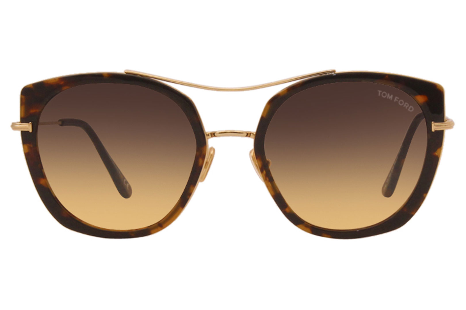 Tom Ford Sunglasses Women's Joey TF760 55B Shiny Havana-Rose  Gold/Blue-Yellow 