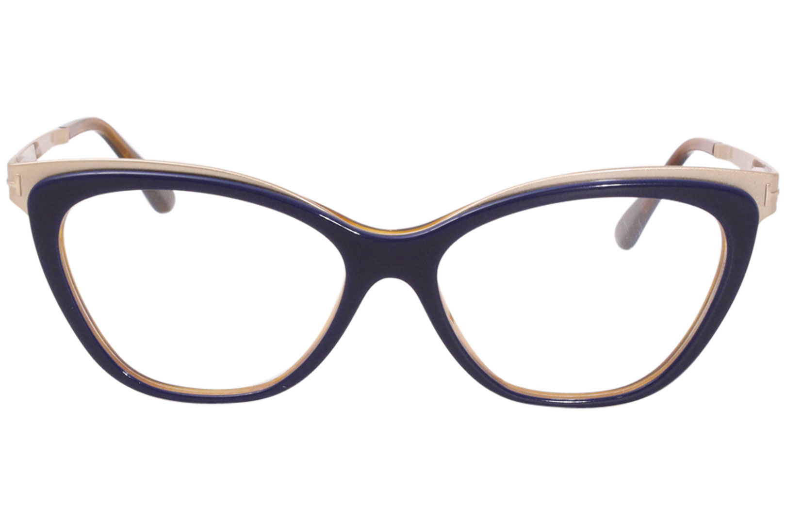 Tom Ford TF5374 090 Eyeglasses Women's Blue/Havana/Shiny Rose Gold Full Rim  54mm 