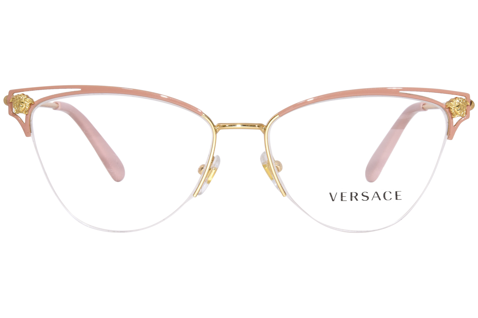 Versace Ve1280 1481 Eyeglasses Womens Goldpink Semi Rim Cat Eye 55 16 145 