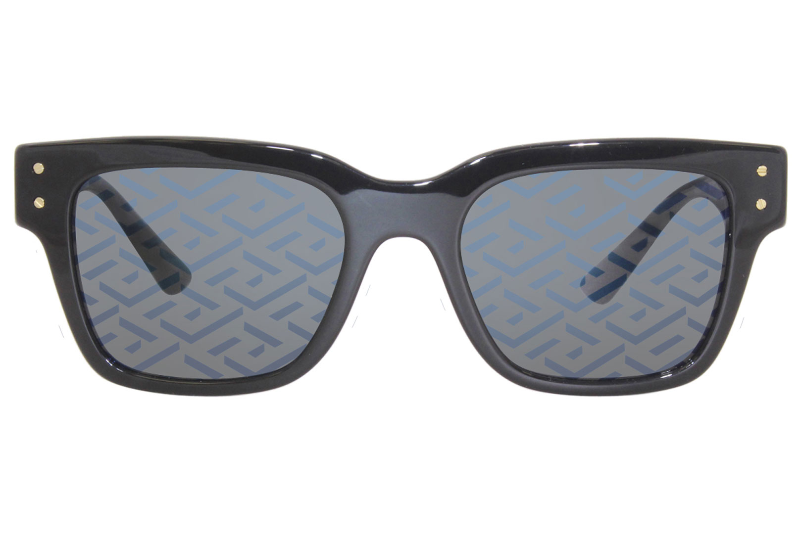 Versace Ve4421 Gb1f Sunglasses Mens Blackdark Grey Monogram Blue