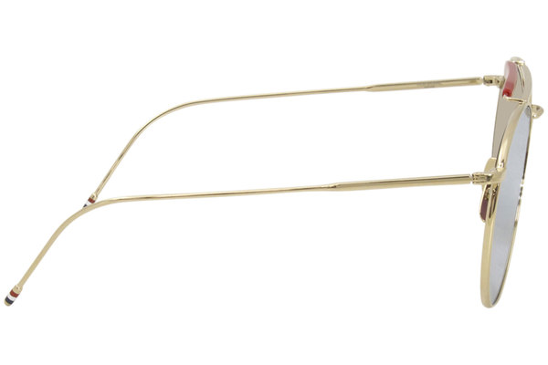 Thom Browne TB-015-LTD-GLD Sunglasses Women's Gold-Red/Gold Lenses Pilot  62mm