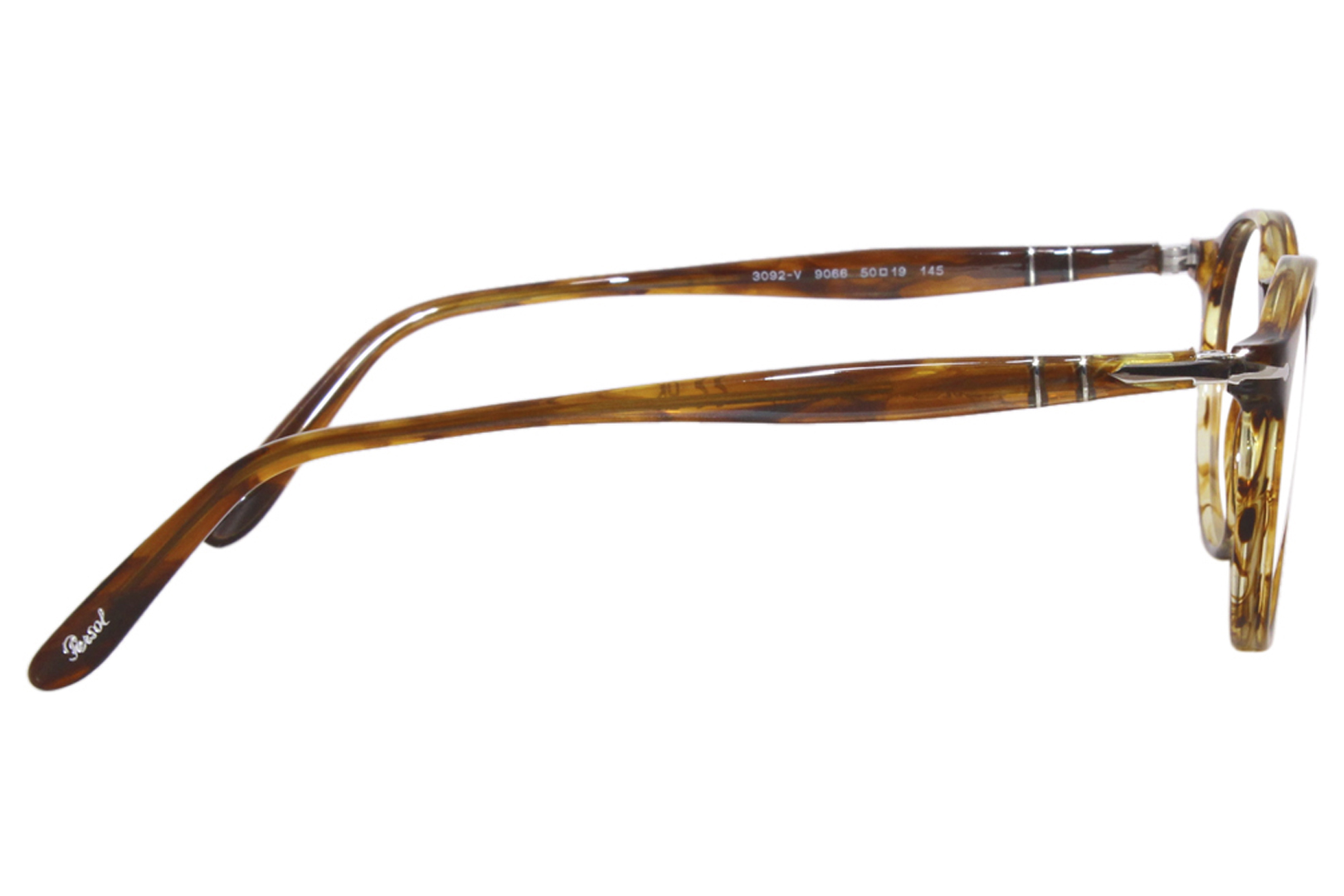 Persol Po3092v 9066 Eyeglasses Men's Striped Brown Full Rim Round Shape 