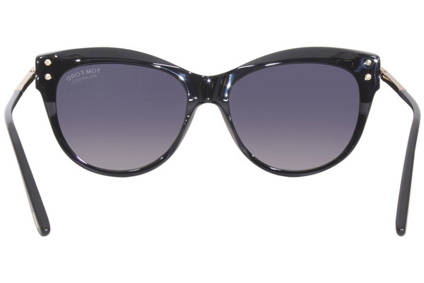 Tom Ford Kira Sunglasses TF821 01D Black-Rose Gold/Smoke Gradient Polarized  56mm 